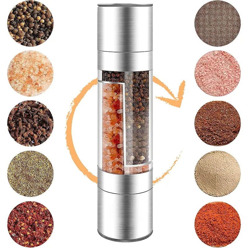 VEYUNA 2-in-1 Food Grinder, Dual Salt Pepper & Treat Seasoning Mill