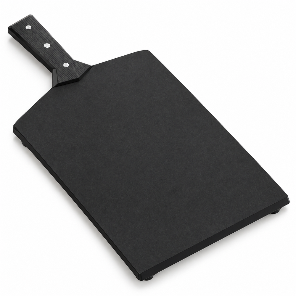VEYUNA Wood Fibre Cutting Board, 16x10 Black Board with Handle & Non-Slip Feet