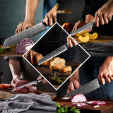VEYUNA Damascus Knife Set – 8-Piece Food Prep Knives, High-Carbon Steel