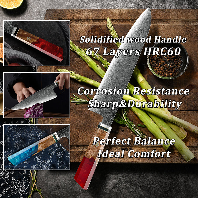 VEYUNA Knife Set – 6-Piece Damascus Steel Food Prep Knives for Meat & Vegetables