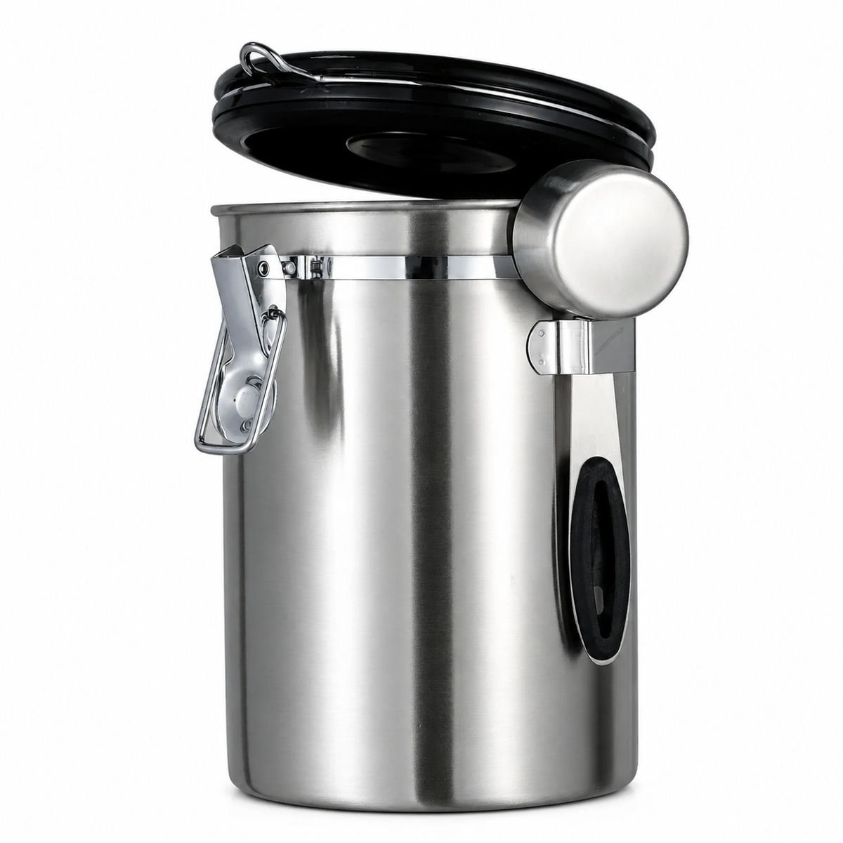 VEYUNA Food Storage Canister, Airtight Stainless Steel Container with Scoop & CO2 Valve