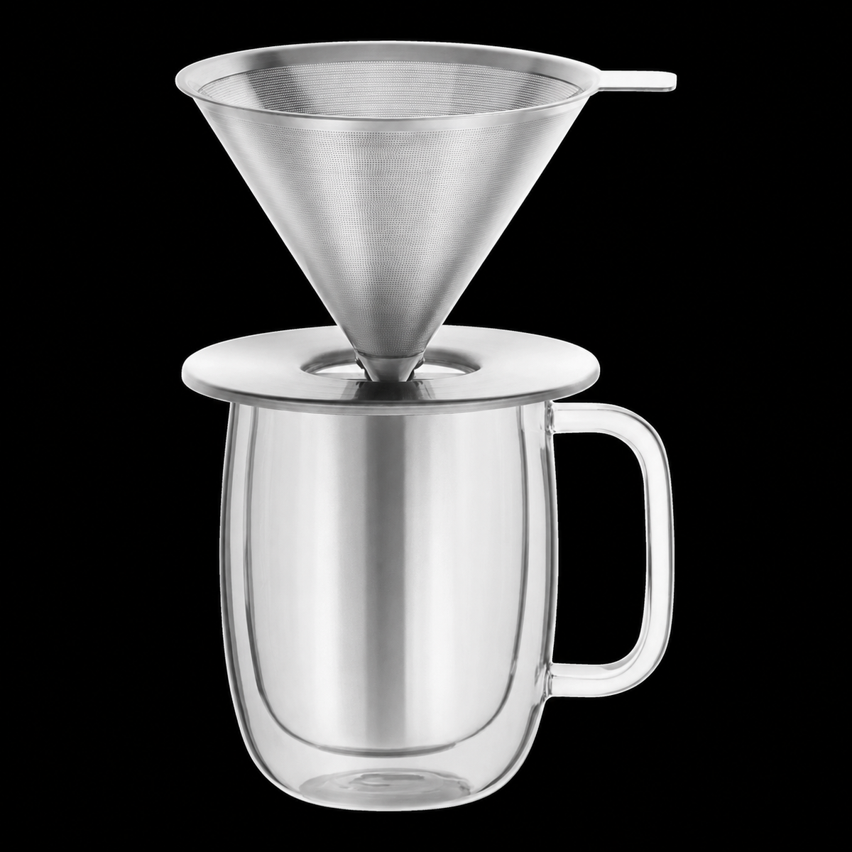 VEYUNA Pour Over Coffee Dripper Set - 2-Piece Stainless Steel, Kitchen & Home Use