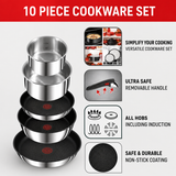 VEYUNA Cookware Set – 10-Piece Stainless Steel Stackable Set for Food Prep