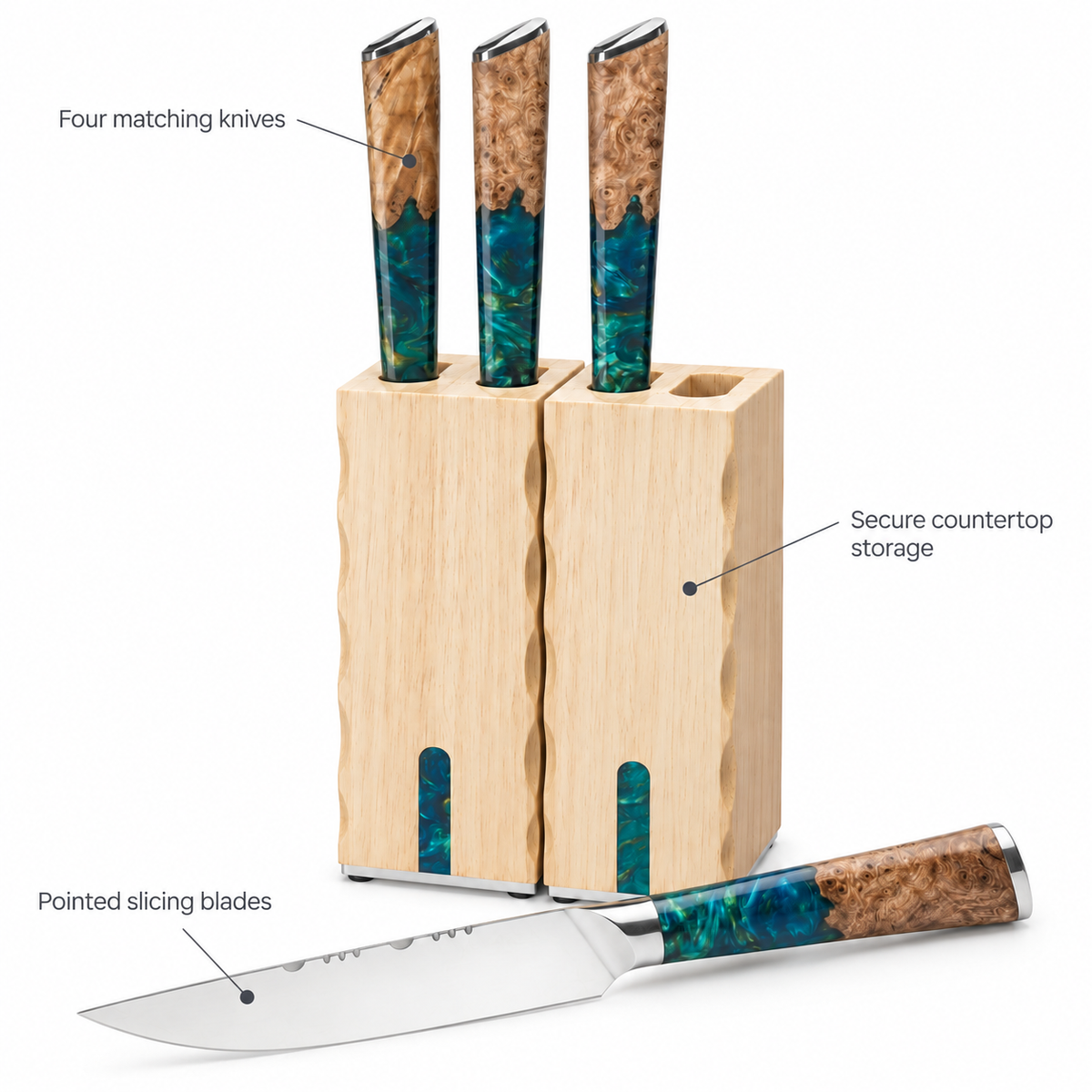 VEYUNA Steak Knife Set 5" 4-Piece, Valhalla Series, Serrated Table Knives