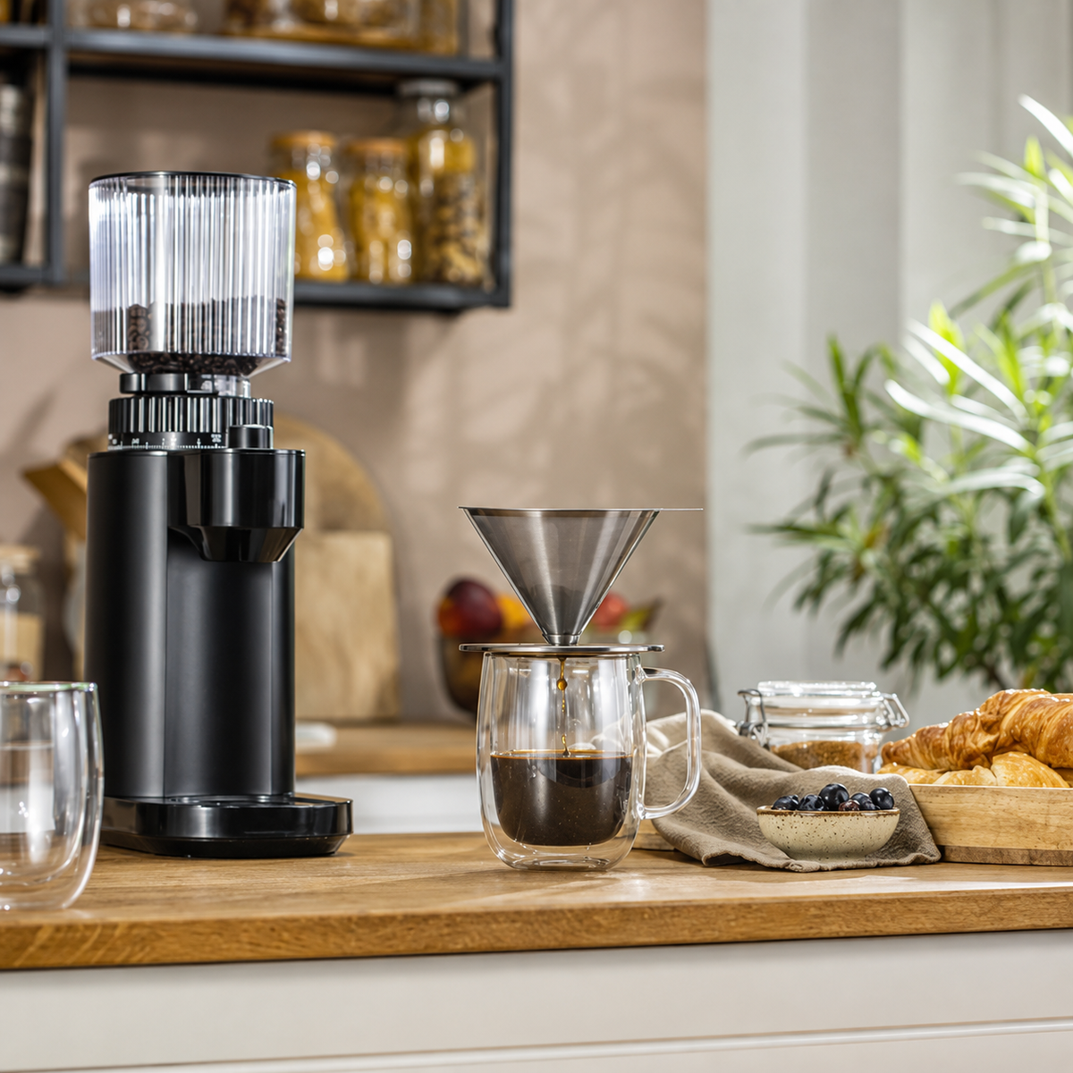VEYUNA Pour Over Coffee Dripper Set - 2-Piece Stainless Steel, Kitchen & Home Use