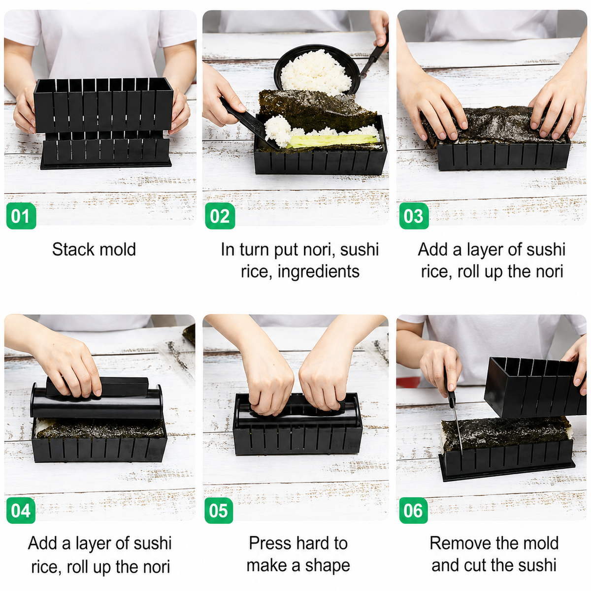 VEYUNA Sushi Making Kit, 10-Piece DIY Roller Set