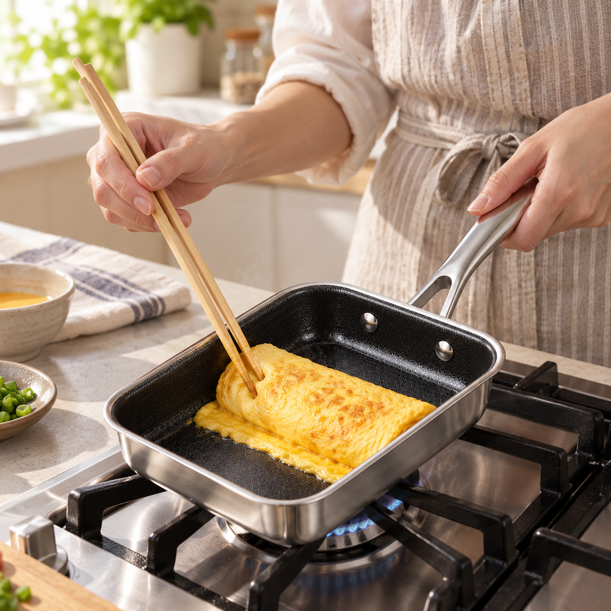 VEYUNA Compact Egg Pan – Hybrid Nonstick Square Frying Pan for Omelets & Breakfast