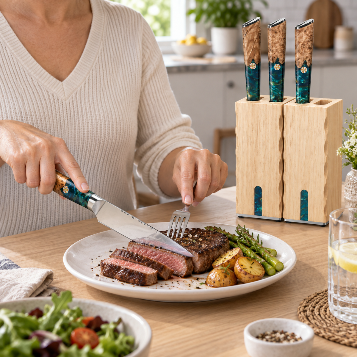 VEYUNA Steak Knife Set 5" 4-Piece, Valhalla Series, Serrated Table Knives