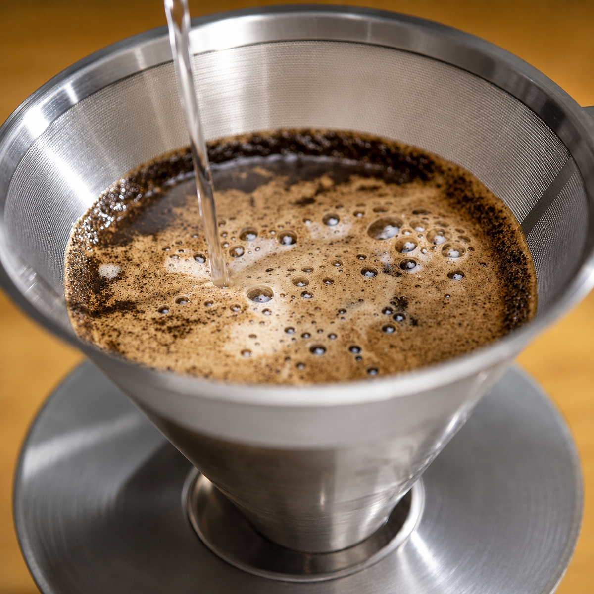 VEYUNA Pour Over Coffee Dripper Set - 2-Piece Stainless Steel, Kitchen & Home Use