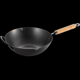 VEYUNA 36cm Carbon Steel Wok with Lid - Nitrided Food Prep Cookware