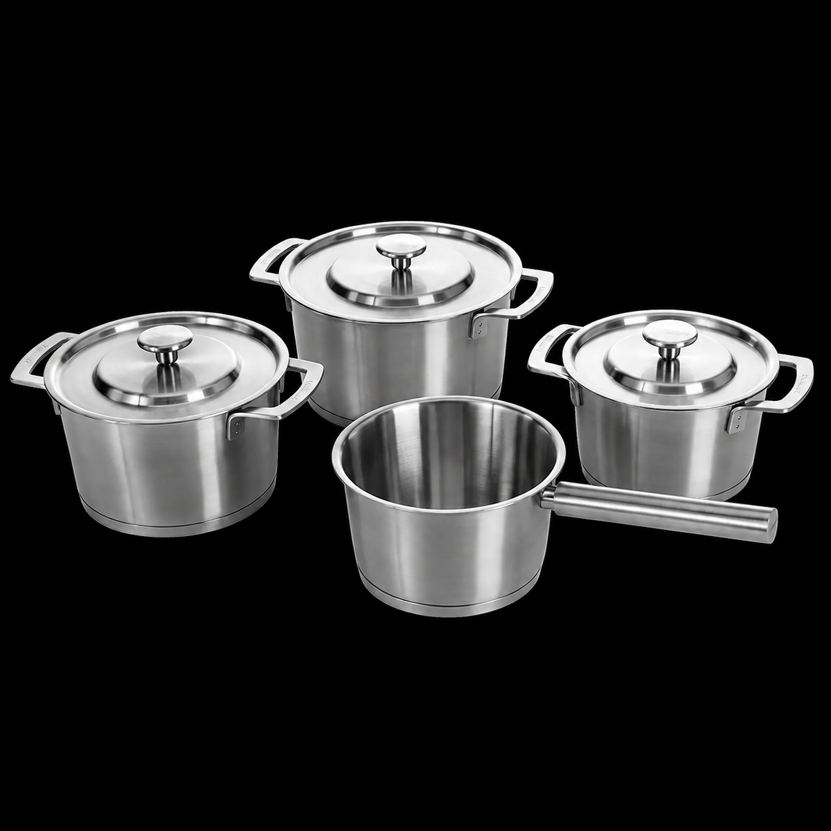 VEYUNA 4-Piece Cookware Set - Stainless Steel Pots & Saucepan for Food Prep