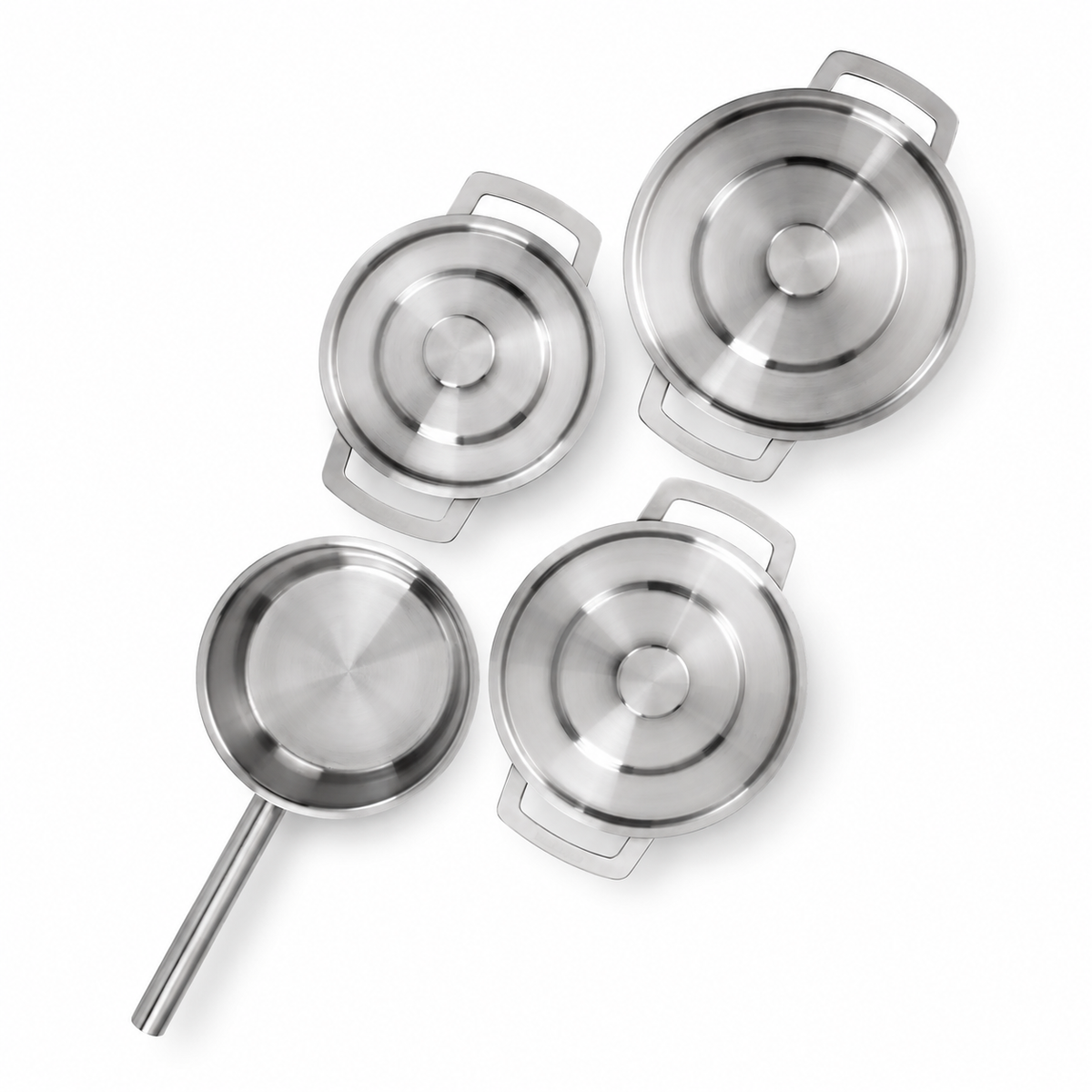 VEYUNA 4-Piece Cookware Set - Stainless Steel Pots & Saucepan for Food Prep