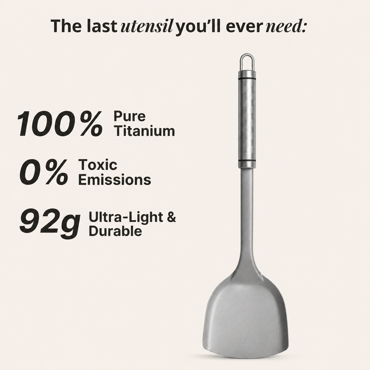 VEYUNA Titanium Utensil Set - 4-Piece Stainless Steel Tools for Food Prep