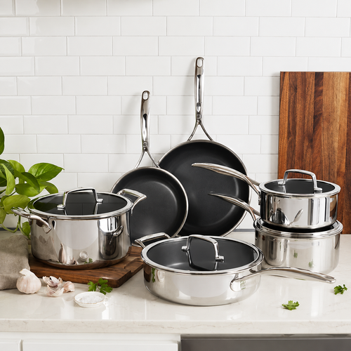VEYUNA 10-Piece Stainless Steel Cookware Set - Food Prep Pots & Pans