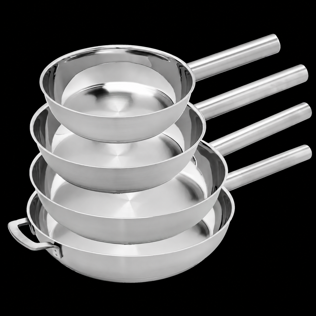 VEYUNA 4-Piece Fry Pan Set - Stainless Steel Cookware for Food Prep