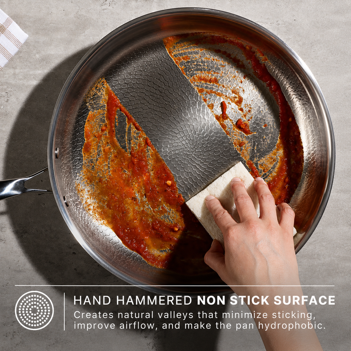 VEYUNA Titanium Hammered Pan Pro Kit - Pan, Lid & Spatula for Food Prep
