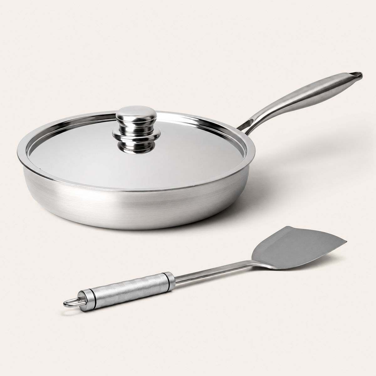 VEYUNA Titanium Hammered Pan Pro Kit - Pan, Lid & Spatula for Food Prep