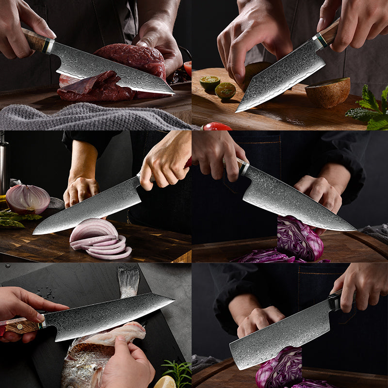 VEYUNA Knife Set – 6-Piece Damascus Steel Food Prep Knives for Meat & Vegetables