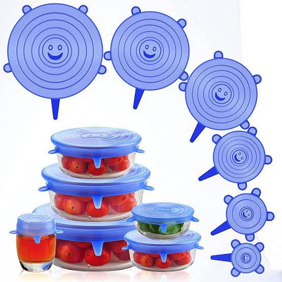 VEYUNA Food Silicone Covers, 12-Piece Stretch Lids, Reusable Bowl & Can Seals