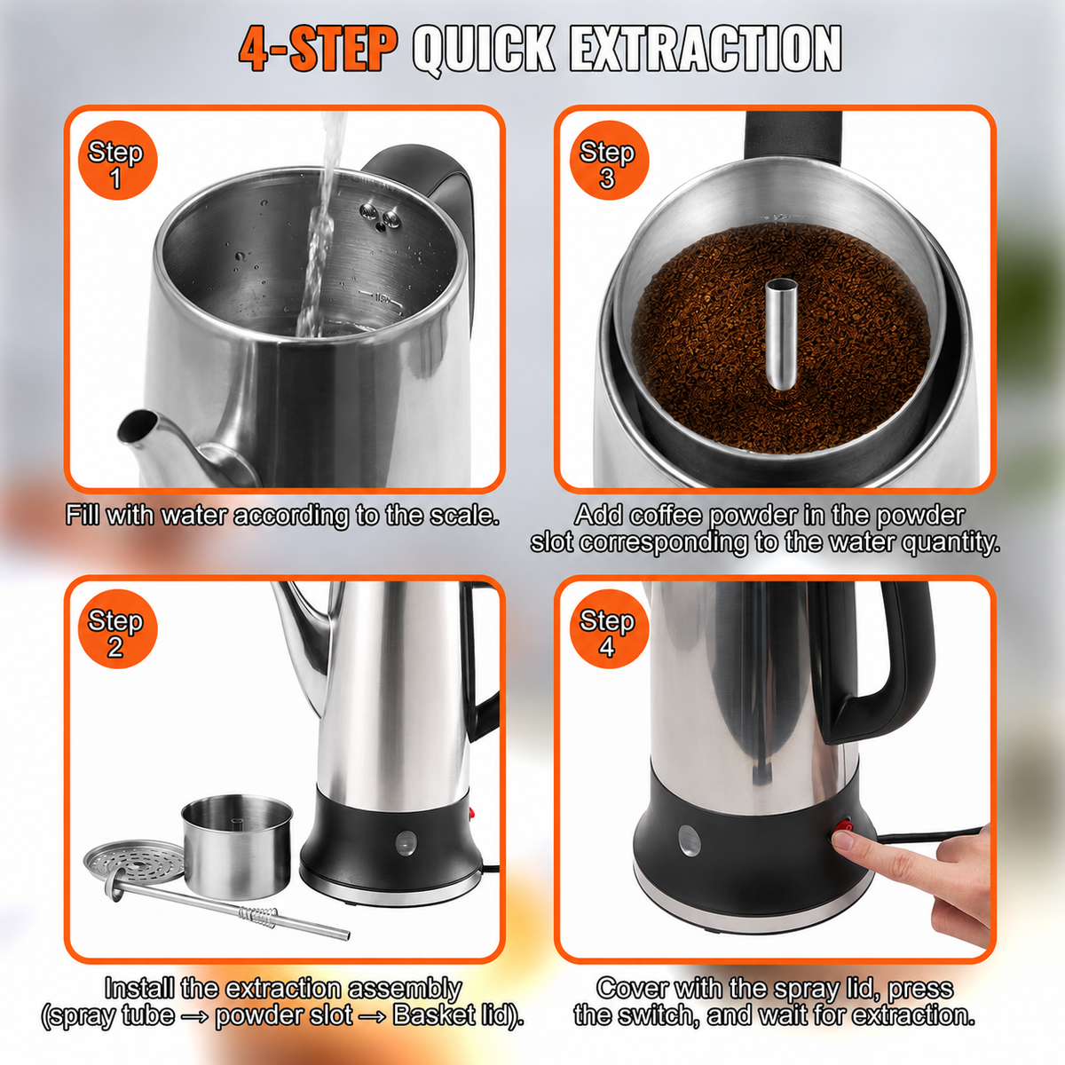 VEYUNA Electric Meal Prep Percolator, Stainless Steel Keep Warm Pot