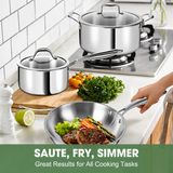 VEYUNA Cookware Set – 11-Piece 3-Ply Stainless Steel for Food Prep