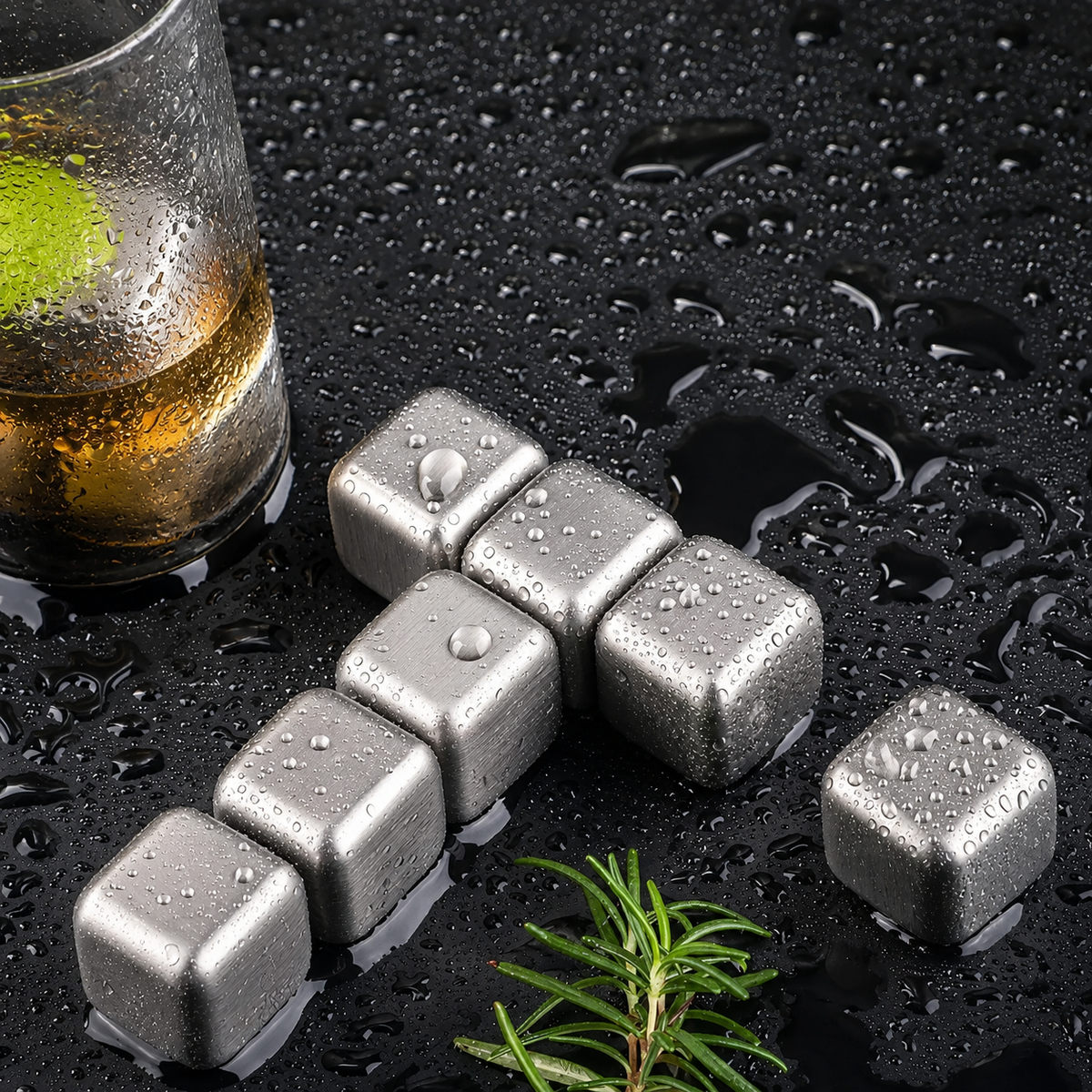 VEYUNA Titanium Ice Cubes - 6-Piece Reusable Chillers for Food & Water Prep