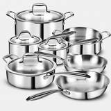 VEYUNA Cookware Set – 11-Piece 3-Ply Stainless Steel for Food Prep