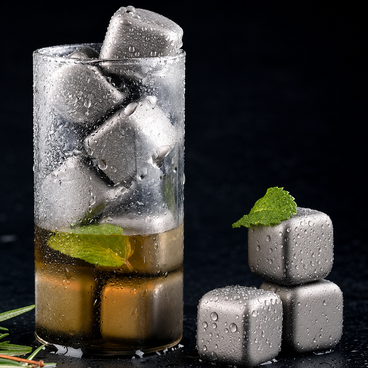 VEYUNA Titanium Ice Cubes - 6-Piece Reusable Chillers for Food & Water Prep