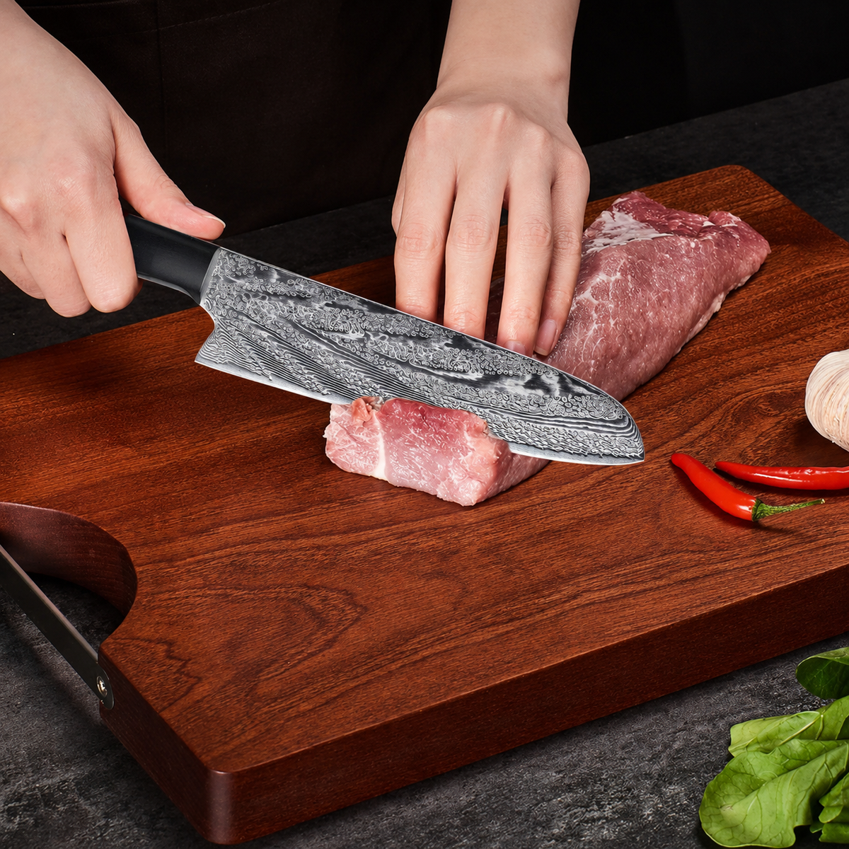 VEYUNA Cutting Board - Ebony Wood 50x35x3cm, Large Food Prep Board