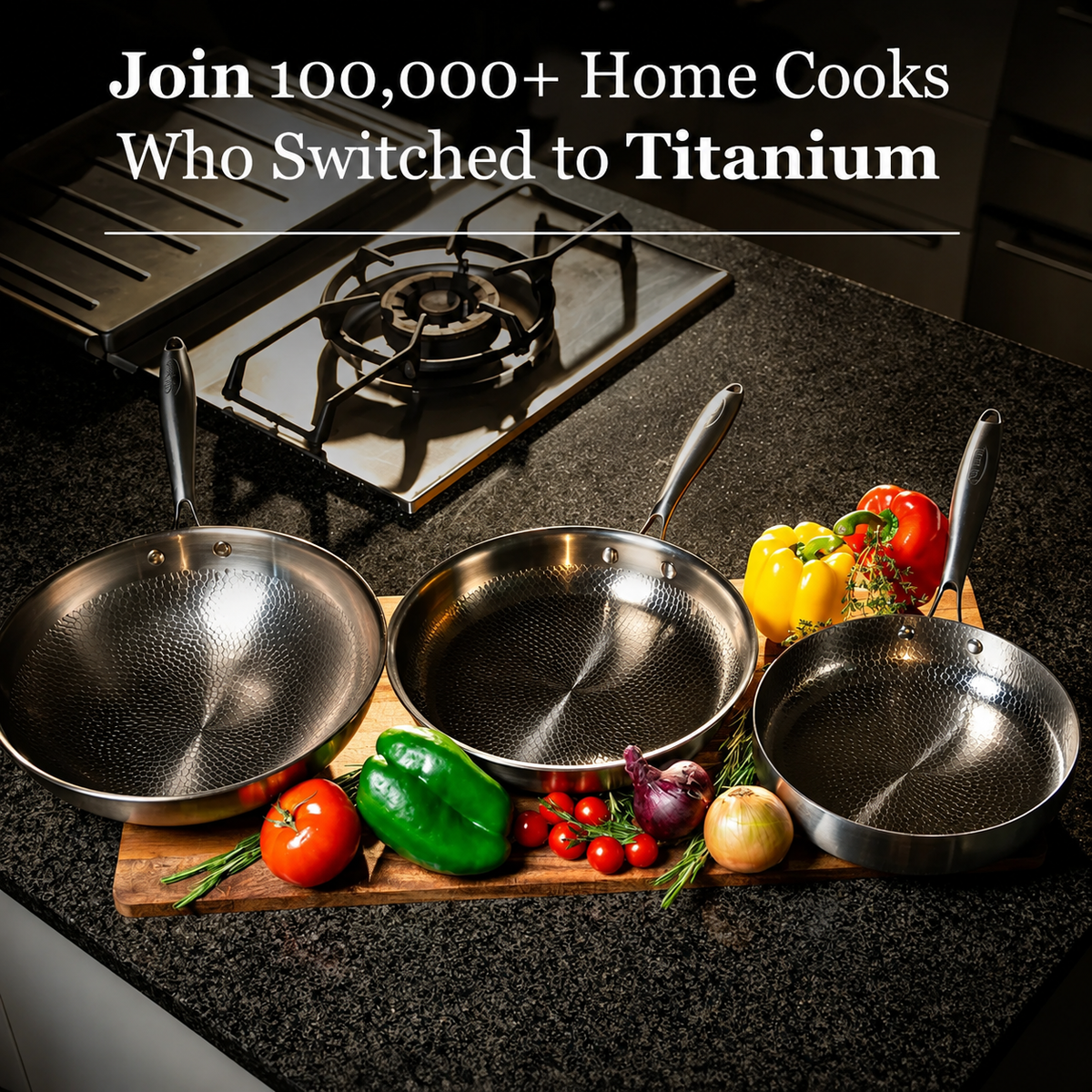 VEYUNA Titanium Hammered Frying Pan - Durable Food Prep Cookware