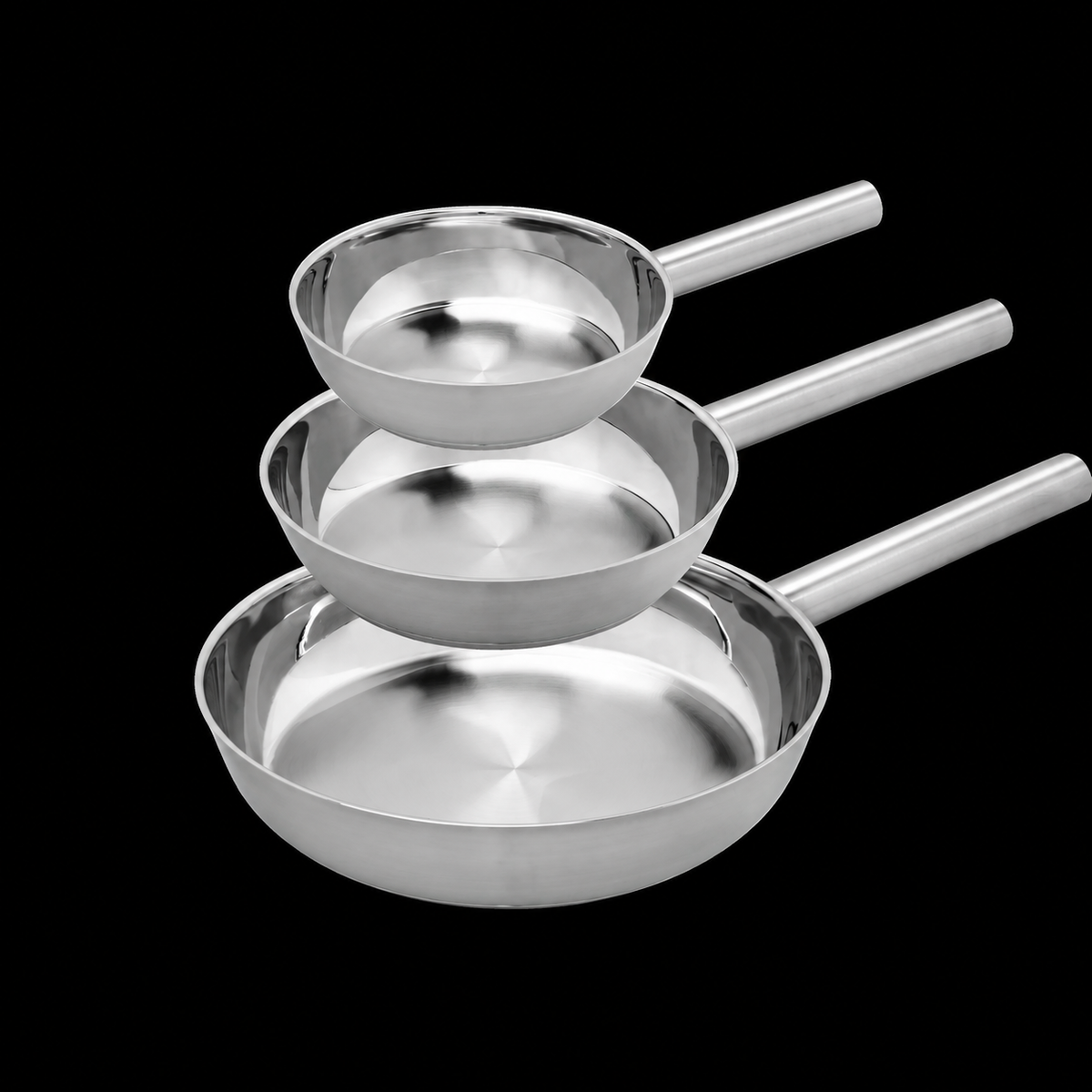 VEYUNA Fry Pan Set, 3-Piece Stainless Steel Cookware for Fresh Food Prep
