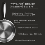 VEYUNA Titanium Hammered Frying Pan - Durable Food Prep Cookware
