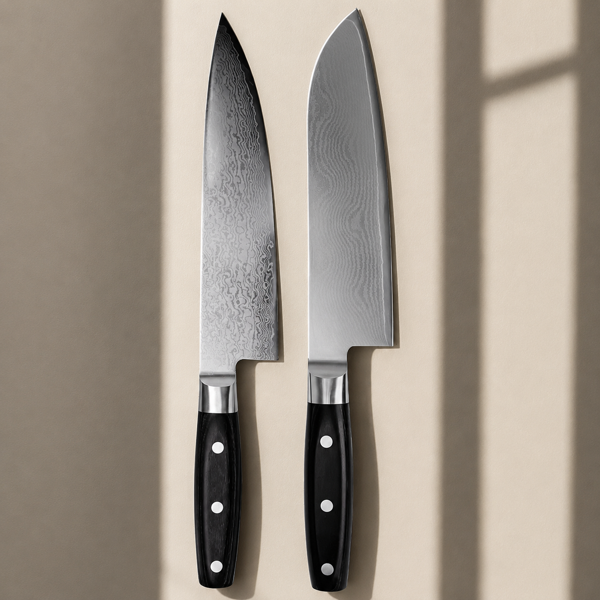 VEYUNA 2-Piece VG10 Damascus Knife Set - Japanese Steel Food Prep Knives