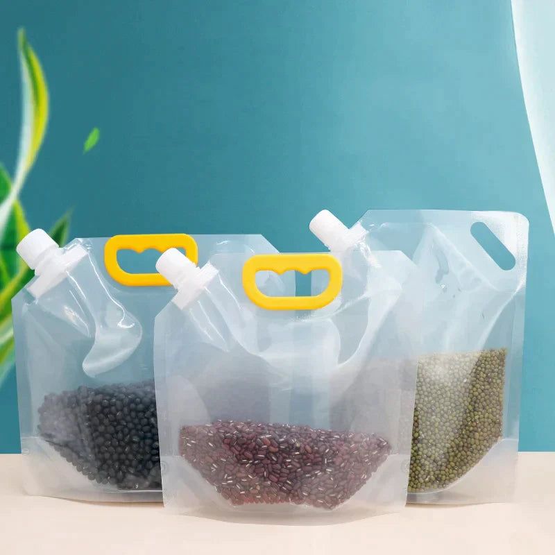 VEYUNA Food Storage Bag, 1.5L Moisture-Proof Reusable Grain & Treat Pouch with Spout