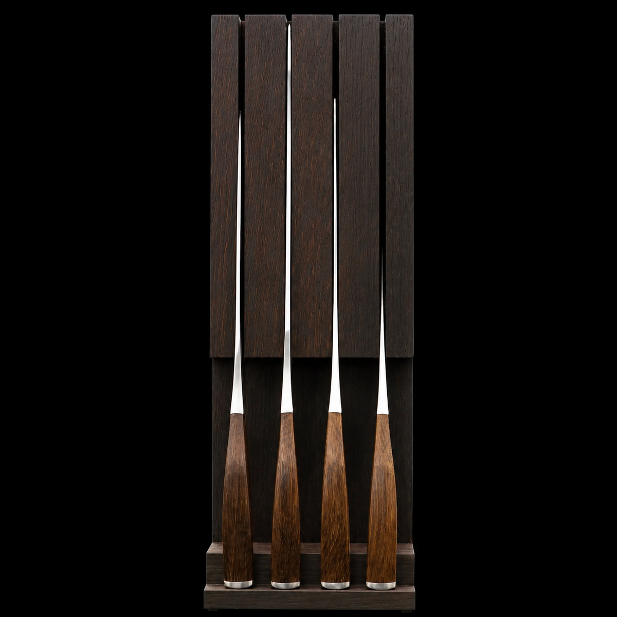 VEYUNA 4-Piece Knife Set with Oak Wood Holder - Stainless Steel Food Prep