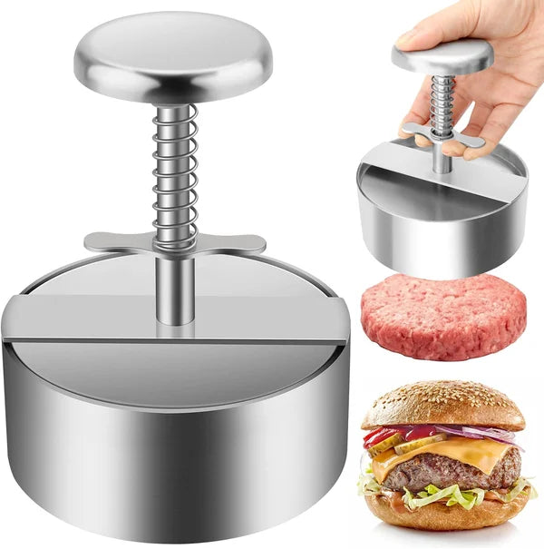 VEYUNA Burger Press – Stainless Steel Food Patty Maker with Spring-Loaded Handle