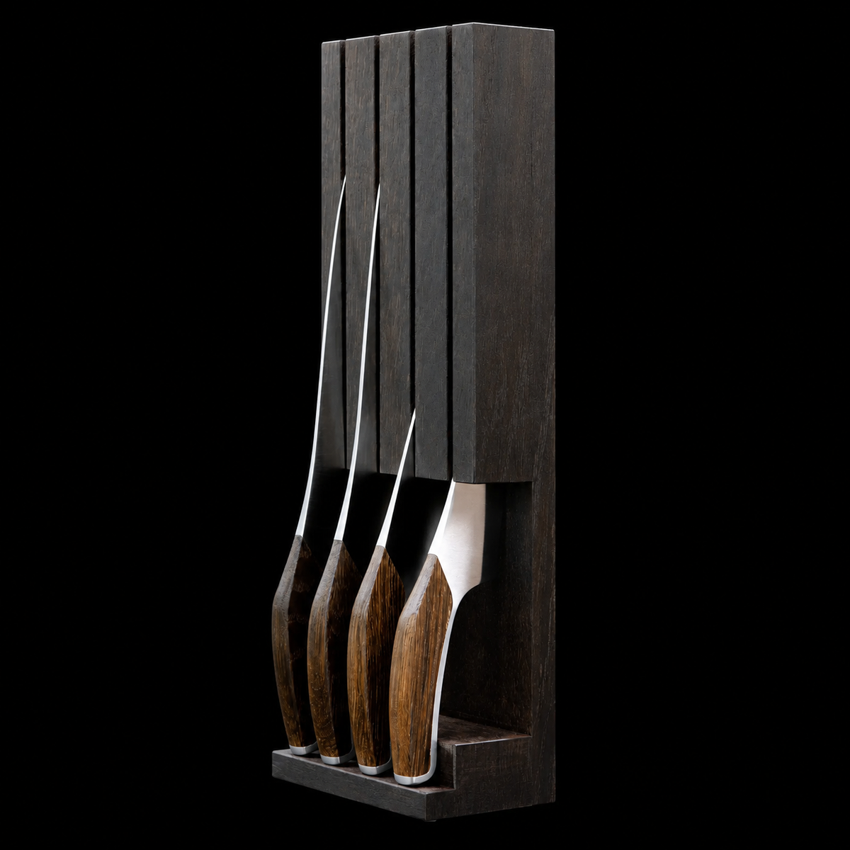 VEYUNA 4-Piece Knife Set with Oak Wood Holder - Stainless Steel Food Prep