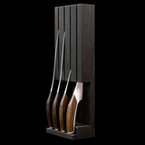 VEYUNA 4-Piece Knife Set with Oak Wood Holder - Stainless Steel Food Prep