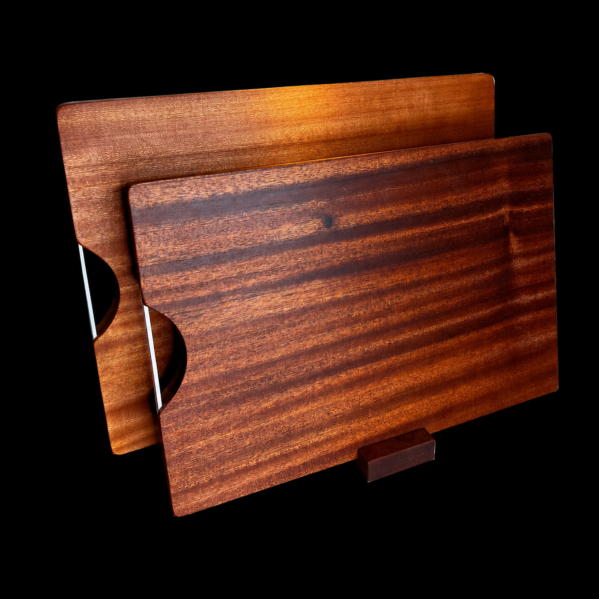 VEYUNA Cutting Board Duo Set - Whole Ebony Wood, Large Food Prep Boards