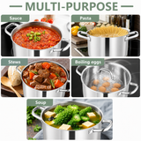 VEYUNA Stock Pot – 4.5L Tri-Ply Stainless Steel with Lid for Food Prep