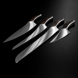VEYUNA 4-Piece Knife Set with Oak Wood Holder - Stainless Steel Food Prep