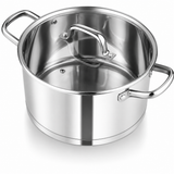 VEYUNA Stock Pot – 7.8L Tri-Ply Stainless Steel with Lid for Food Prep