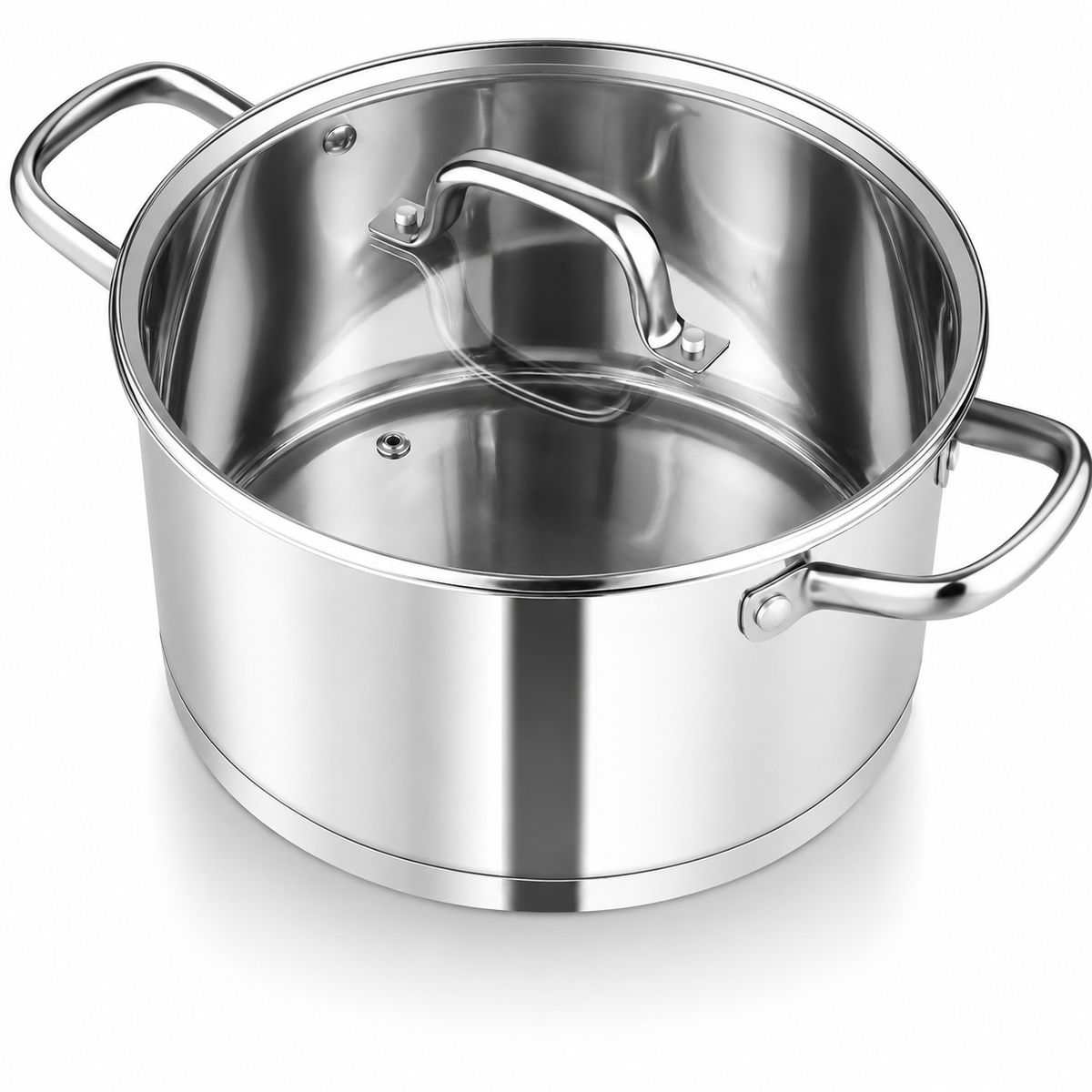 VEYUNA Stock Pot – 7.8L Tri-Ply Stainless Steel with Lid for Food Prep