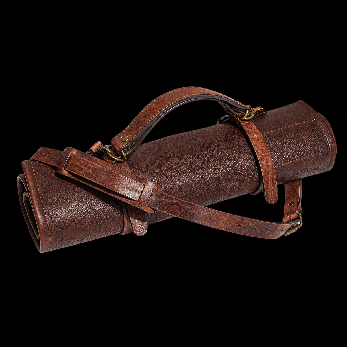 VEYUNA Leather Knife Roll - 5-Compartment Handmade Food Prep Storage Case
