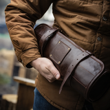 VEYUNA Leather Knife Roll - 5-Compartment Handmade Food Prep Storage Case