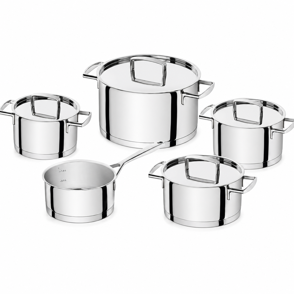 VEYUNA Cookware Set – 5-Piece Stainless Steel Induction Set for Food Prep
