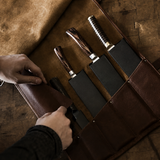 VEYUNA Leather Knife Roll - 5-Compartment Handmade Food Prep Storage Case