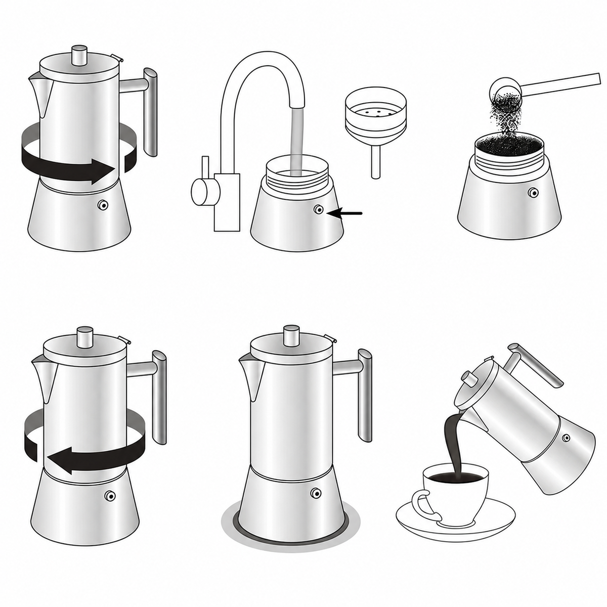 VEYUNA Moka Pot, Stainless Steel Stovetop Espresso Maker for Home Kitchens