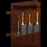 VEYUNA Leather Knife Roll - 5-Compartment Handmade Food Prep Storage Case