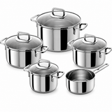 VEYUNA Cookware Set – 5-Piece Stainless Steel with Glass Lids for Food Prep
